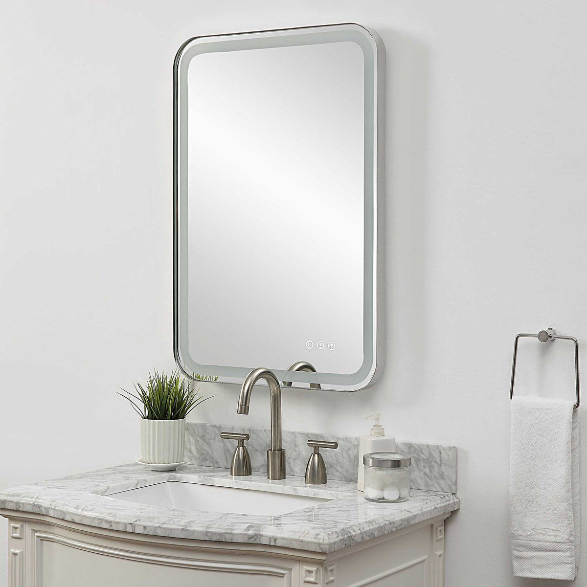 Crofton Lighted Nickel Vanity Mirror - Gray by Uttermost - View 11