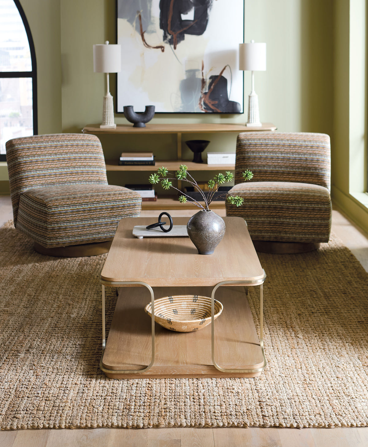 Banyon Bay Rectangle Coffee Table Desert Oak / Gold - Light Brown / Gold by Hooker Furniture - View 3