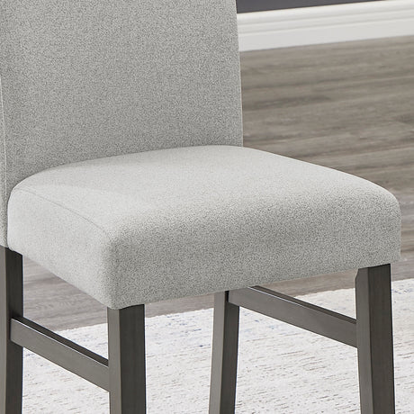 Selena 7-Piece 60' Rectangular Gray Faux Marble Top Dining Set with 6 Upholstered Chairs and Storage Shelf in Gray Finish - sold by Home Elegance USA