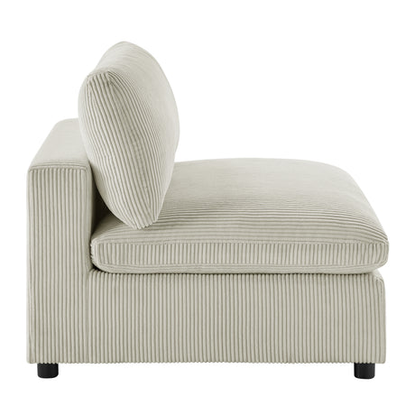 Chelsea Modular 5-Piece Sectional in Beige with Plush Polyester Upholstery and Solid Wood Legs - sold by Home Elegance USA