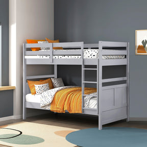 Bunk Bed Twin Over Twin Gray Finish Sturdy Wood Frame Guard Rails Youth Bedroom Furniture 1pc - sold by Home Elegance USA