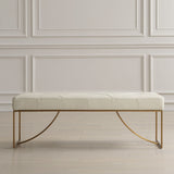 Swale Ivory Leather Bench - Beige by Uttermost - View 2