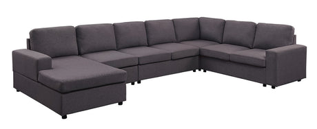 Tifton 146.5' Modular Sectional Sofa with Reversible Chaise in Dark Gray Linen - sold by Home Elegance USA