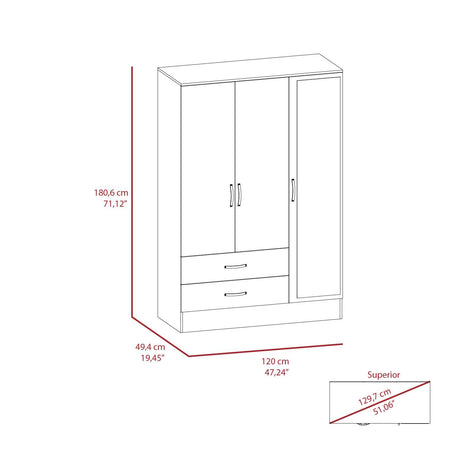 Mirrored Armoire Draggo, Bedroom, Black / Light Gray - sold by Home Elegance USA