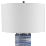 Montauk Striped Table Lamp - Blue / White by Uttermost - View 7
