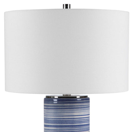 Montauk Striped Table Lamp - Blue / White by Uttermost - View 7