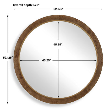 Cleveland Round Burl Wood Mirror Woodtone - Dark Brown by Uttermost - View 7