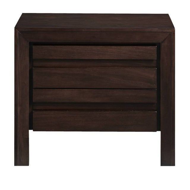 Wooden Nightstand with Two Drawers, Brown