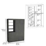 3-Tier Shelf and Drawers Armoire with Metal Handles, Smokey Oak - sold by Home Elegance USA