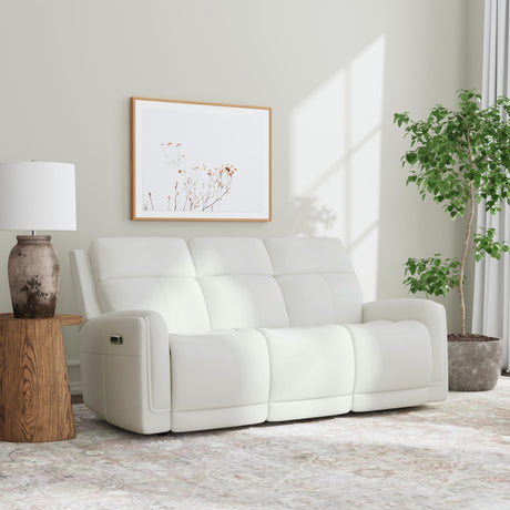 Alister Power Gliding Sofa With Power Headrests & Lumbar - Porcelain | Flexsteel