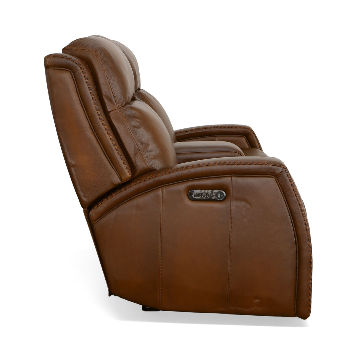 Mustang Power Loveseat With Console With Power Headrest - Rust | Flexsteel