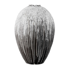 Chocolate Cascade Indoor-Outdoor Vase Brown,White - White / Black by Uttermost - View 1