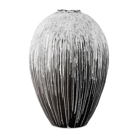 Chocolate Cascade Indoor-Outdoor Vase Brown,White - White / Black by Uttermost - View 1