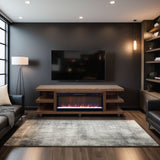 Soporte para TV con chimenea Laurel Canyon de 82 pulgadas para televisores de hasta 90 pulgadas, ensamblaje mínimo, acabado roble bourbon