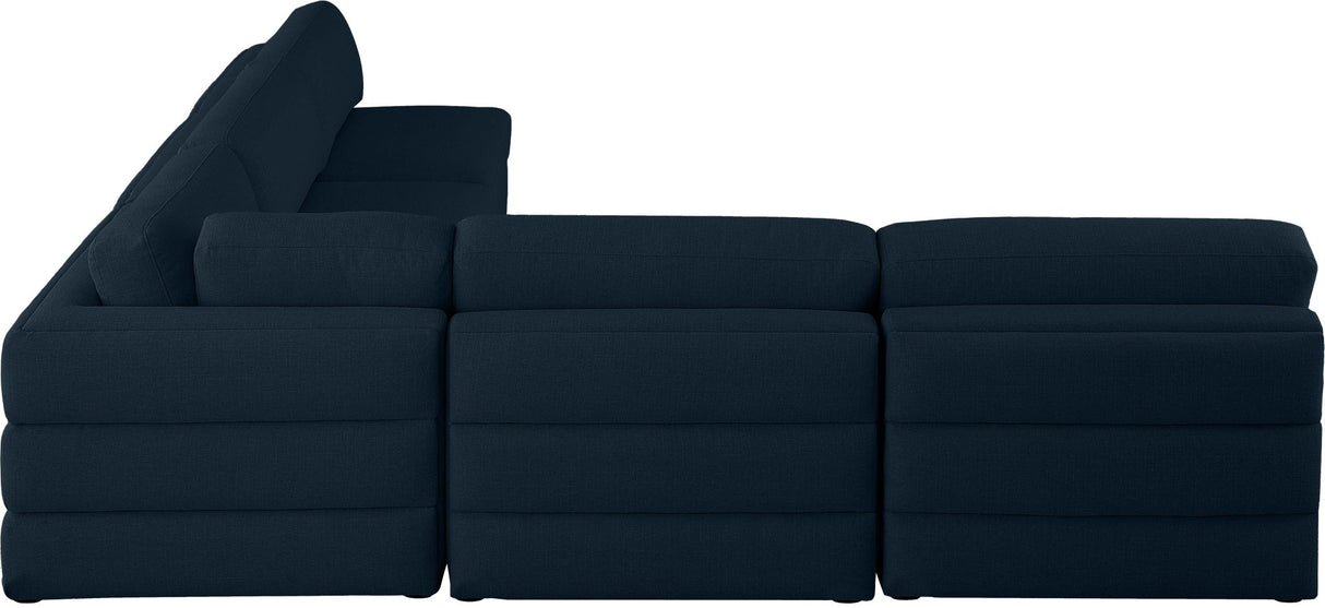 Beckham - Modular Sectional 5 Piece - Navy - Fabric - Modern & Contemporary | Home Elegance USA