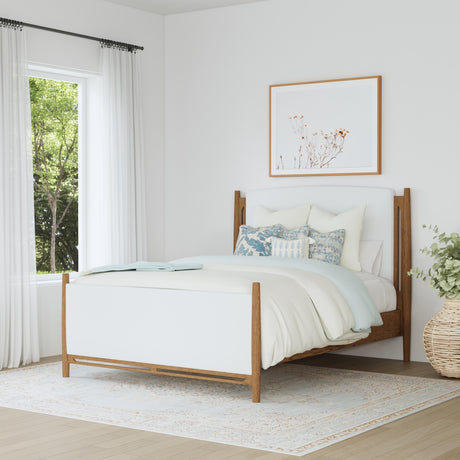Verona Queen Upholstered Bed - White / Light Brown | Flexsteel