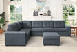 Isla 119' Gray Woven Fabric 7-Seater Sectional Sofa with Ottoman - sold by Home Elegance USA