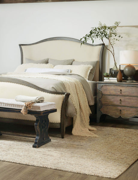 Ciao Bella King Upholstered Bed Speckled Gray - Beige / Dark Gray by Hooker Furniture - View 2
