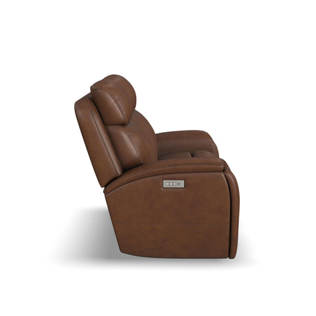 Walker Power Reclining Loveseat With Console, Power Headrest & Lumbar - Light Brown | Flexsteel