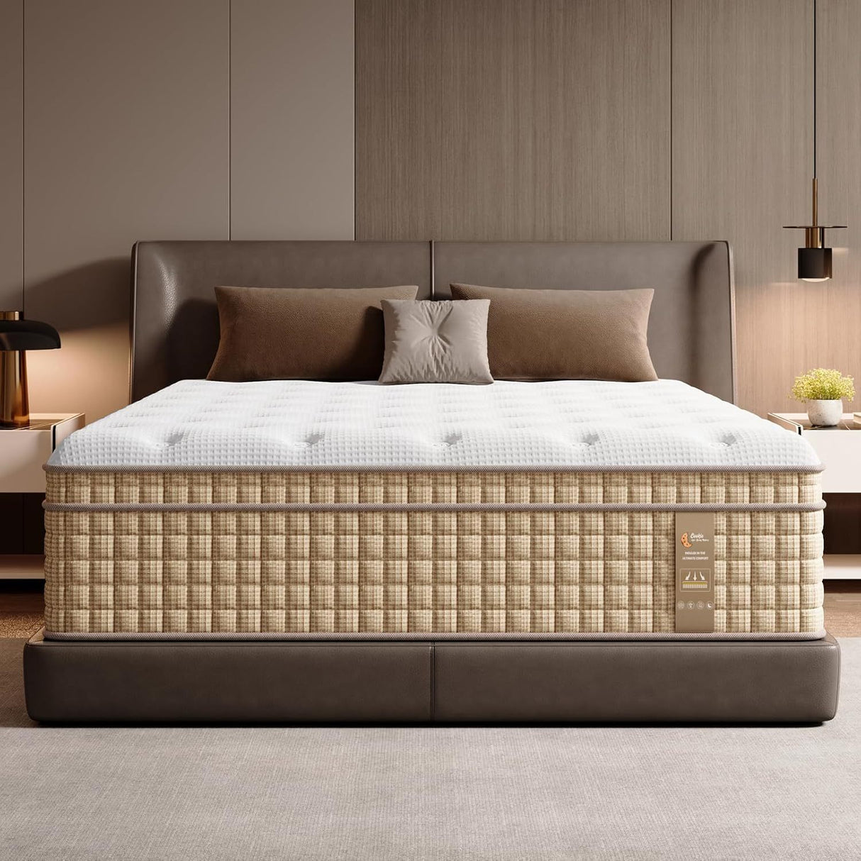 Queen Mattress 14 Inch, 7-Zone Contouring Bed in a Box,Firm Hotel Collection Hybrid Mattresses with Extra Lumbar & Shoulder Support