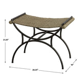 Playa Seagrass Small Bench - Black / Dark Gray by Uttermost - View 7