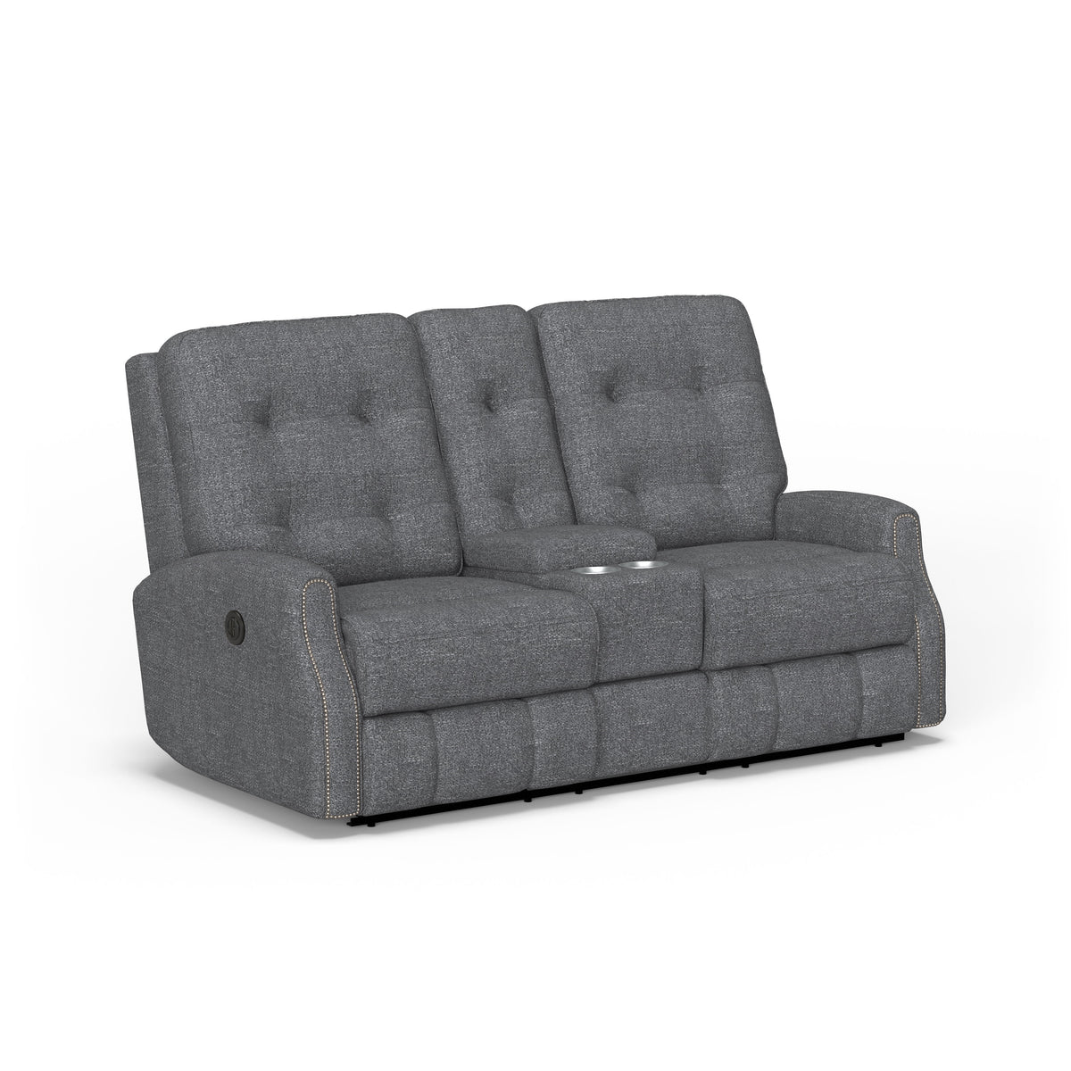 Devon Transitional Fabric Power Reclining Loveseat With Console | Flexsteel