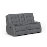 Devon Transitional Fabric Power Reclining Loveseat With Console | Flexsteel