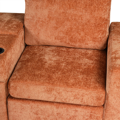 120.5' L-shaped Convertible Sofa Bed Modular Sectional Sofa Reversible Sleeper with Pull-Out Bed, Cup Holders, and Ample Storage Space for Living Room(Old SKU:N719S001940G), Orange - sold by Home Elegance USA