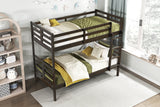 Twin over Twin Bunk Bed 1pc Classic Dark Brown Finish Youth Bedroom Furniture Durable Wood - sold by Home Elegance USA