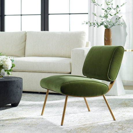 Knoll Mid-Century Accent Chair - Green by Uttermost - View 2