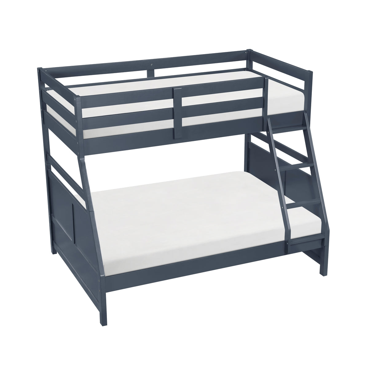 Bunk Bed Twin Over Full Navy Blue Finish Sturdy Wood Frame Guard Rails Youth Bedroom Furniture 1pc - sold by Home Elegance USA