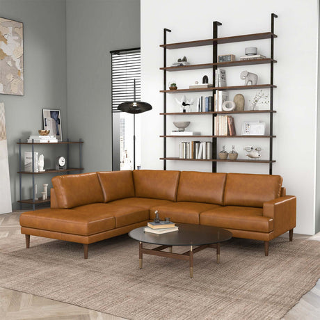 Corbin Left-Facing Tan Leather Sectional Sofa - sold by Home Elegance USA