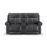 Alexander Power Reclining Loveseat With Console, Power Headrest & Lumbar - Weathered Stone Gray | Flexsteel