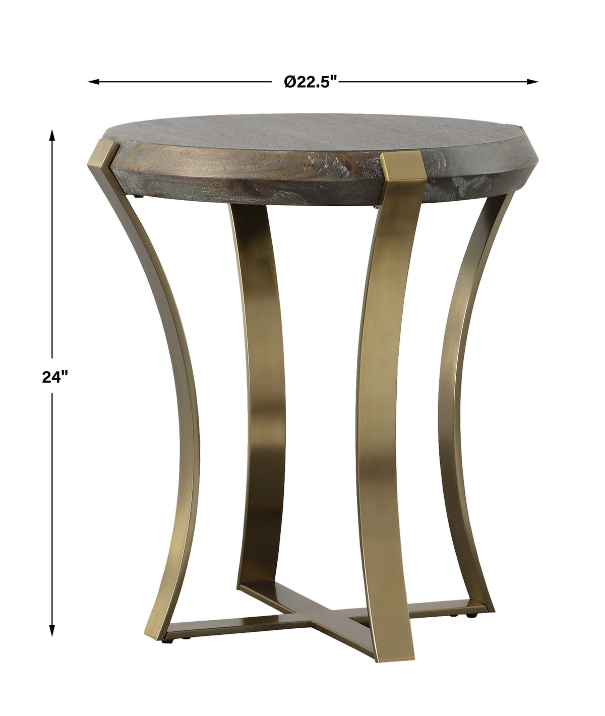 Unite Brass Leg Wood Side Table - Dark Brown / Yellow by Uttermost - View 6