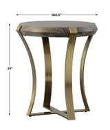 Unite Brass Leg Wood Side Table - Dark Brown / Yellow by Uttermost - View 6