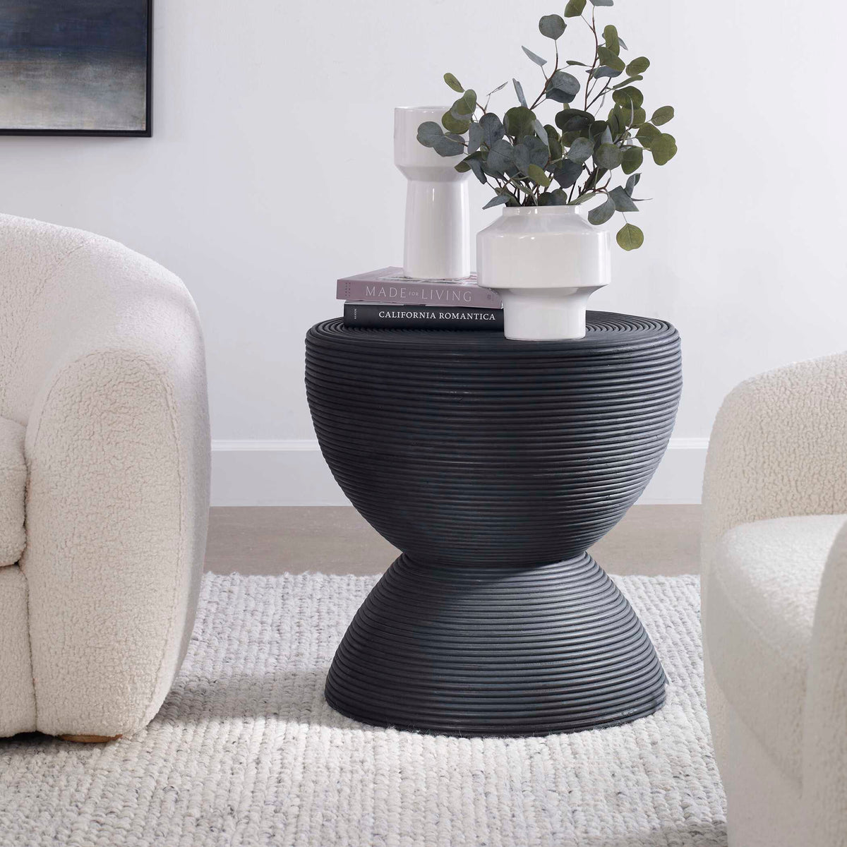 Bongo Black Rattan Side Table by Uttermost - View 3