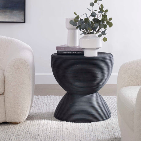 Bongo Black Rattan Side Table by Uttermost - View 3