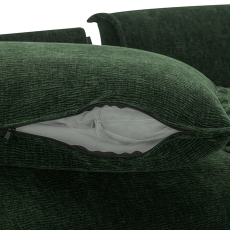 Chenille Upholstered 111' Sectional Sofa with Two Removable Ottomans, USB Ports, Cup Holders, and Storage, Green - sold by Home Elegance USA