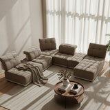 Ekron - Modern Brown & Beige Fabric Modular Sectional Sofa - View Image 1