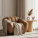 Ekwok - Modern Tan Leather Chair - View Image 1