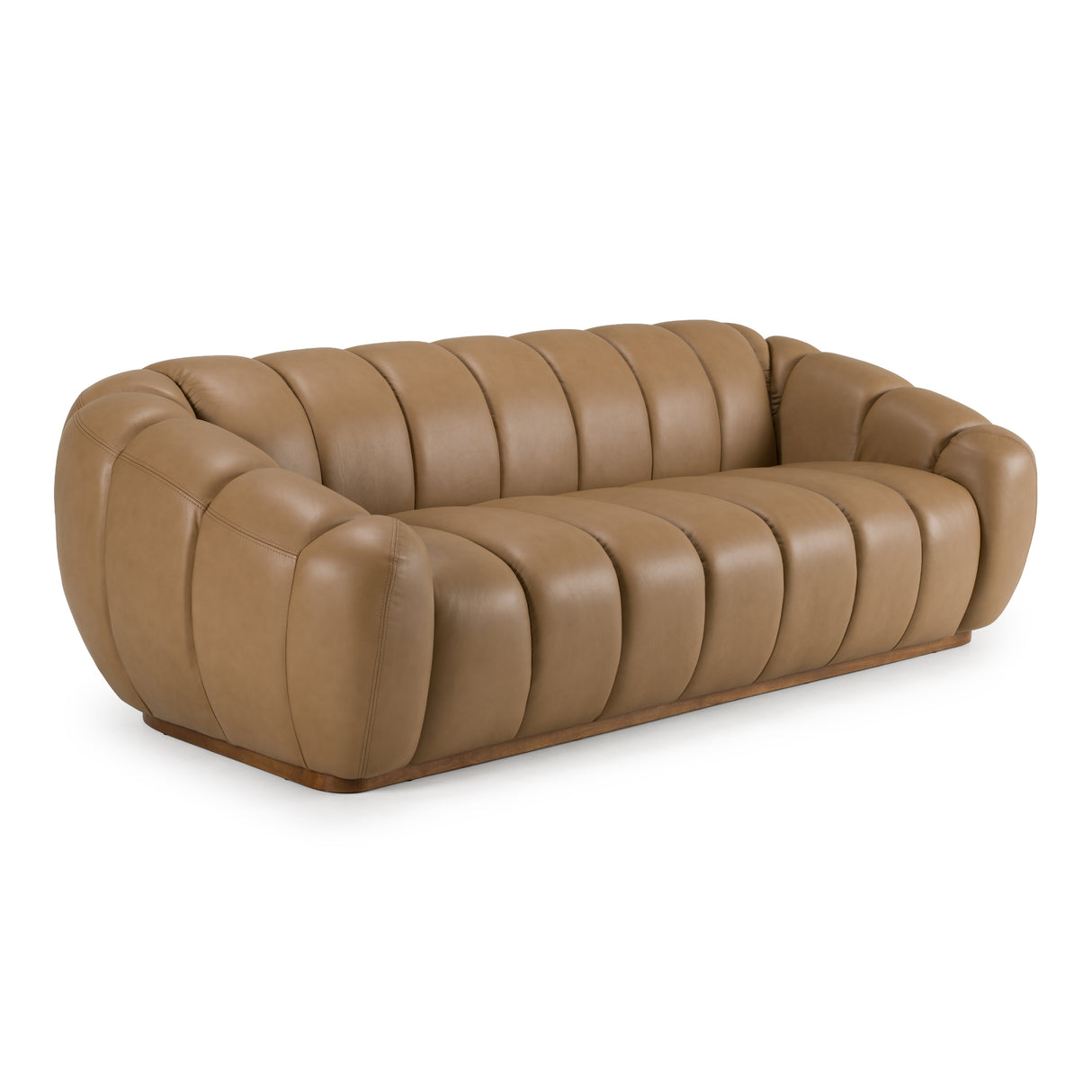 Ekwok - Modern Tan Leather Sofa - View Image 1