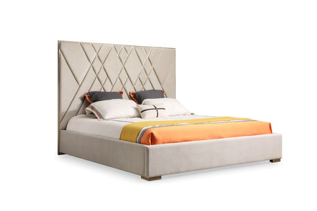 Eldora - Glam Beige Velvet and Brushed Brass CK Bed