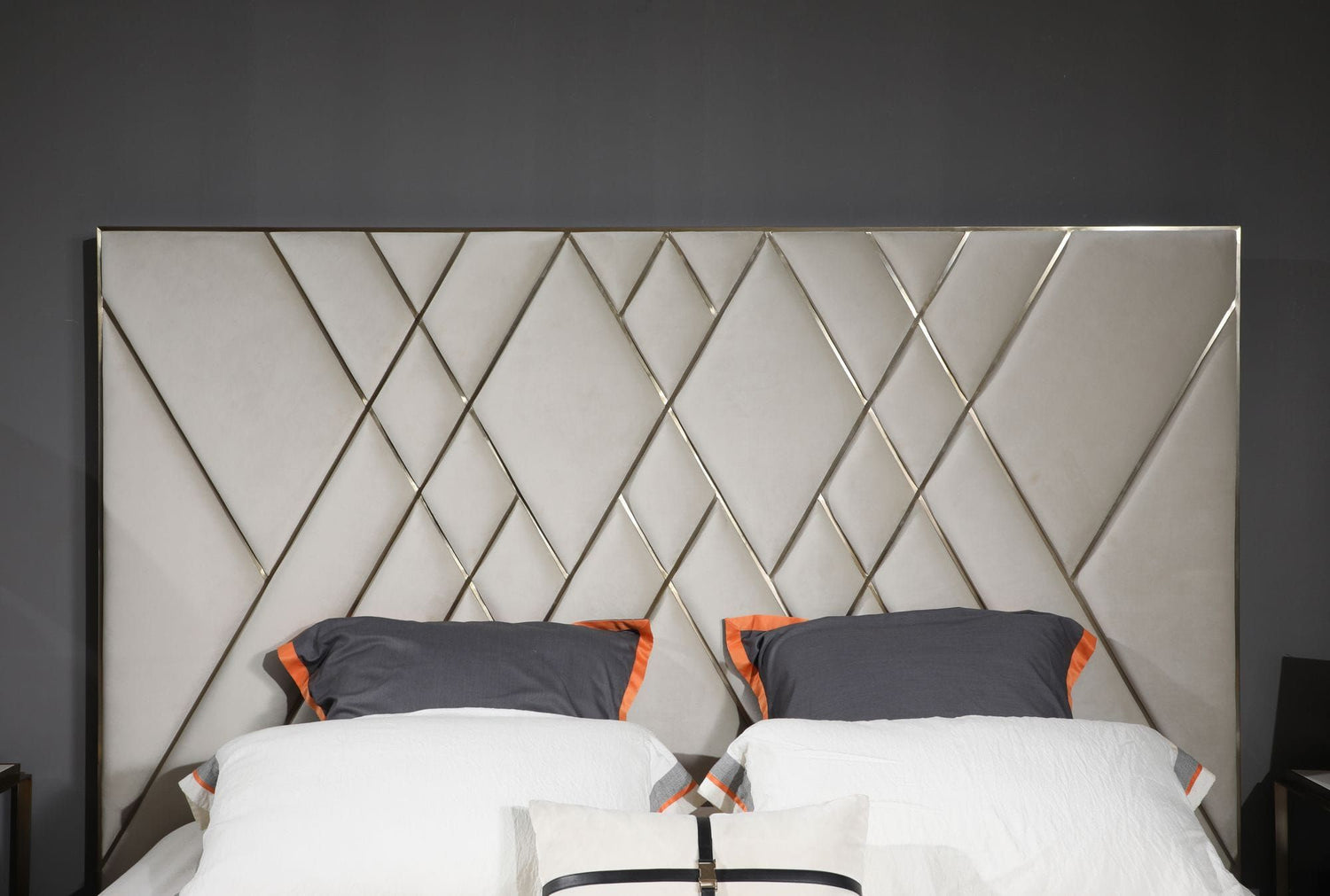 Eldora - Glam Beige Velvet and Brushed Brass CK Bed