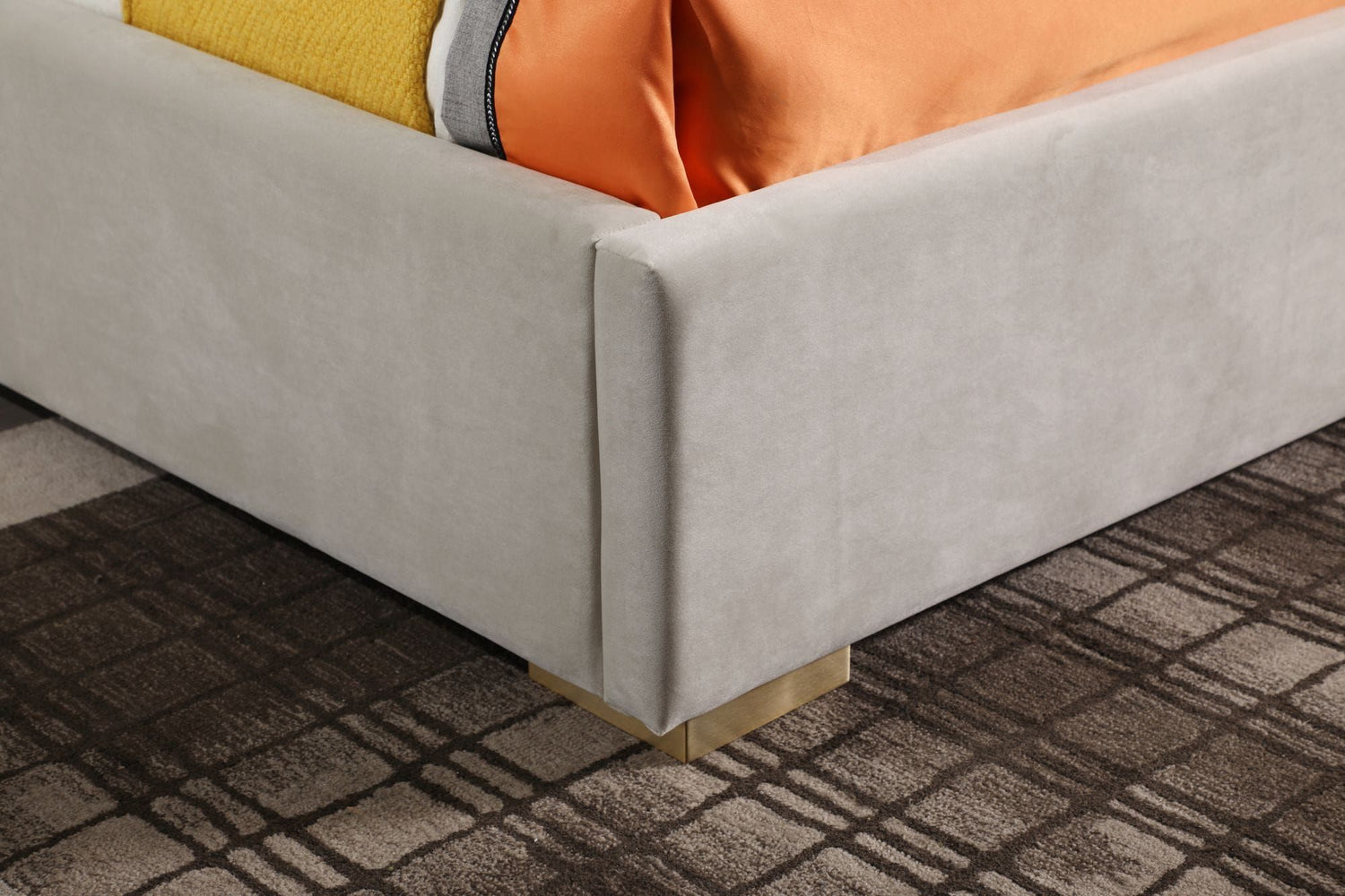 Eldora - Glam Beige Velvet and Brushed Brass CK Bed