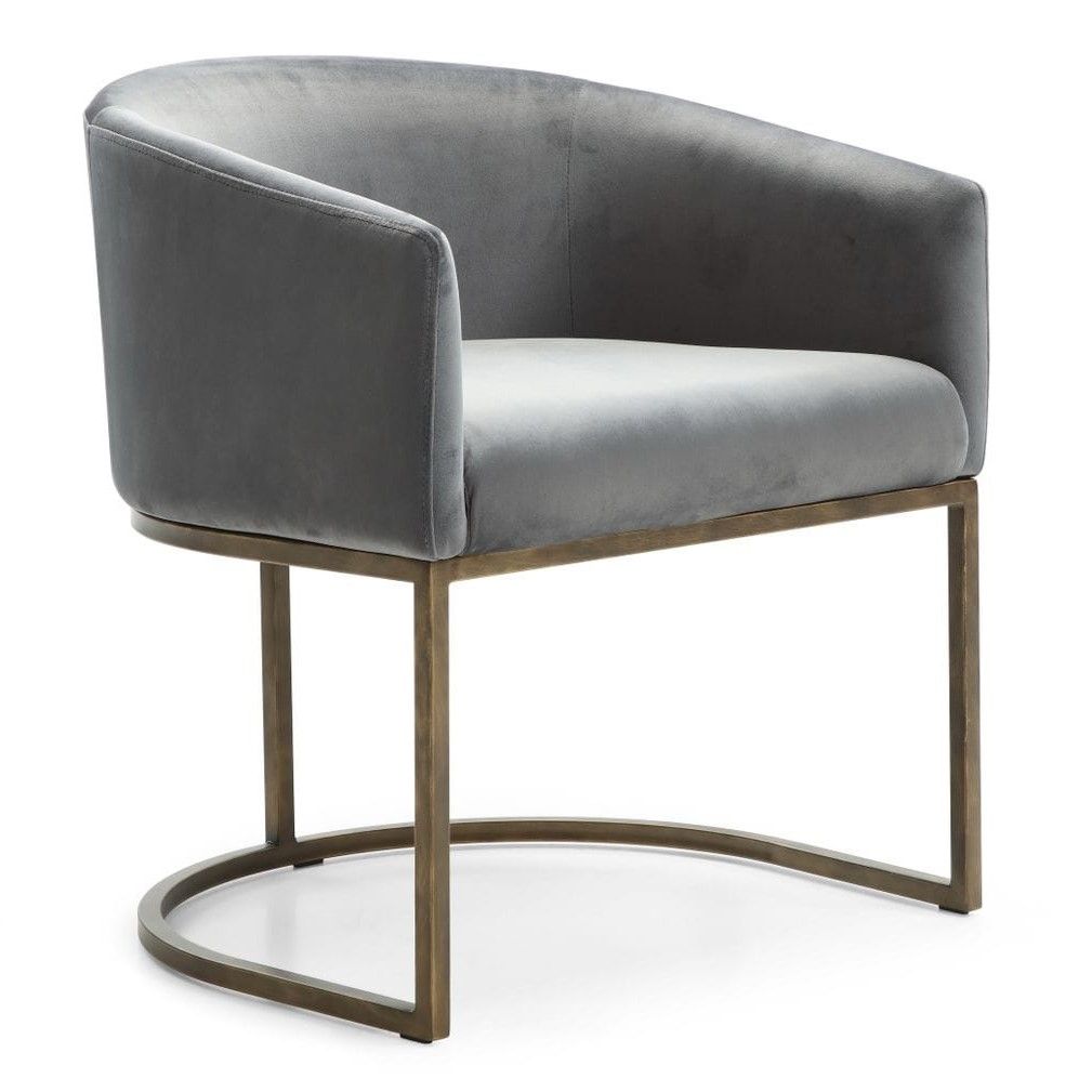 Modrest Elisa - Modern Grey Velvet & Brass Dining Chair
