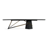 Modrest Elkhorn - Glam Black Ash + Stainless Steel 126" Dining Table