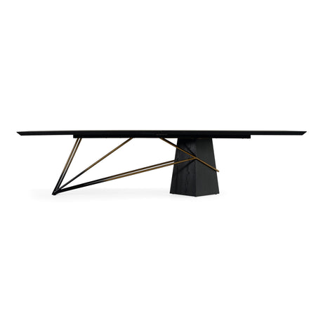 Modrest Elkhorn - Glam Black Ash + Stainless Steel 126" Dining Table