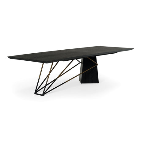 Modrest Elkhorn - Glam Black Ash + Stainless Steel 126" Dining Table