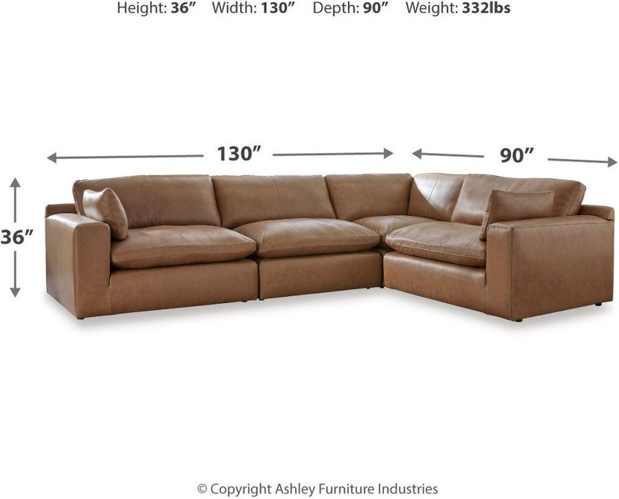 Caramel Emilia 4 - Piece Sectional Leather 30901S3 - Ashley | Home Elegance USA