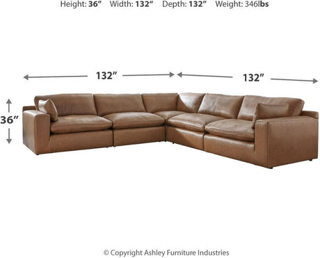 Ashley Caramel Emilia 30901S4 5 - Piece Sectional - Leather - 30901S4 - Home Elegance USA - 2